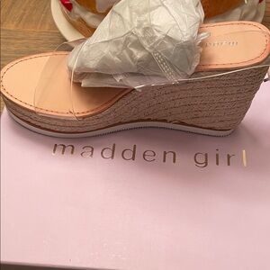 Madden Girl Clear Strap Wedges - Nude and Tan